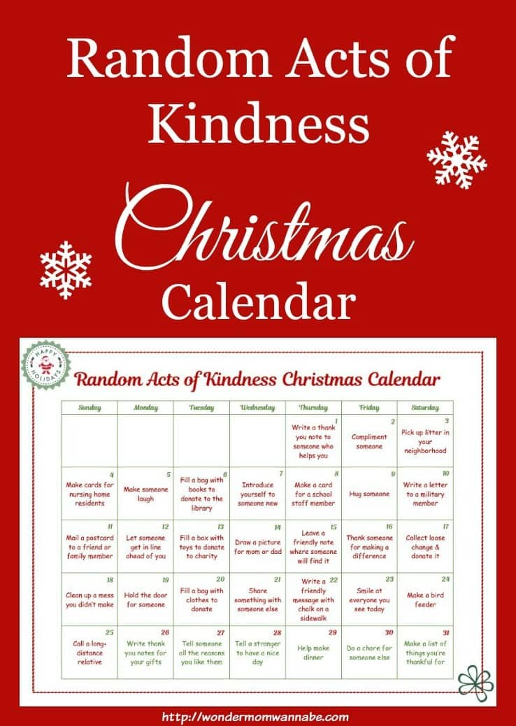 Random Acts of Kindness Christmas Calendar for Kids