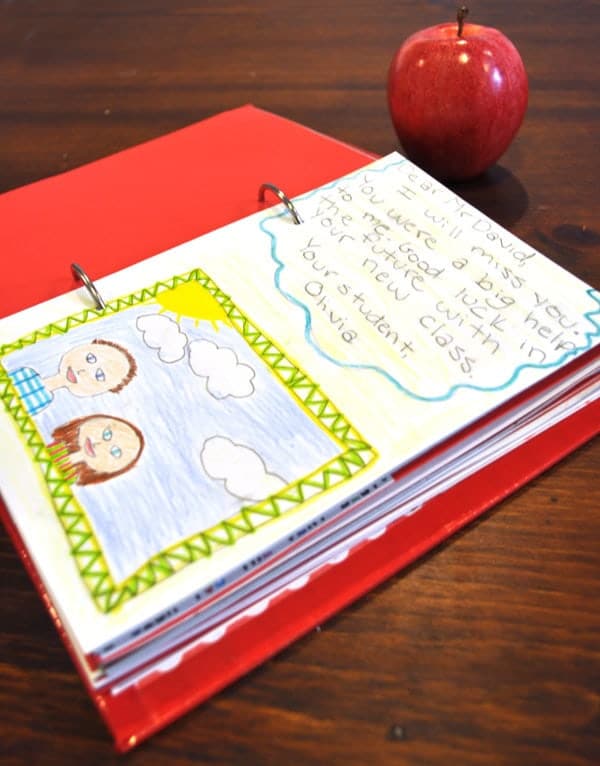 Teacher Scrapbook with apple on table