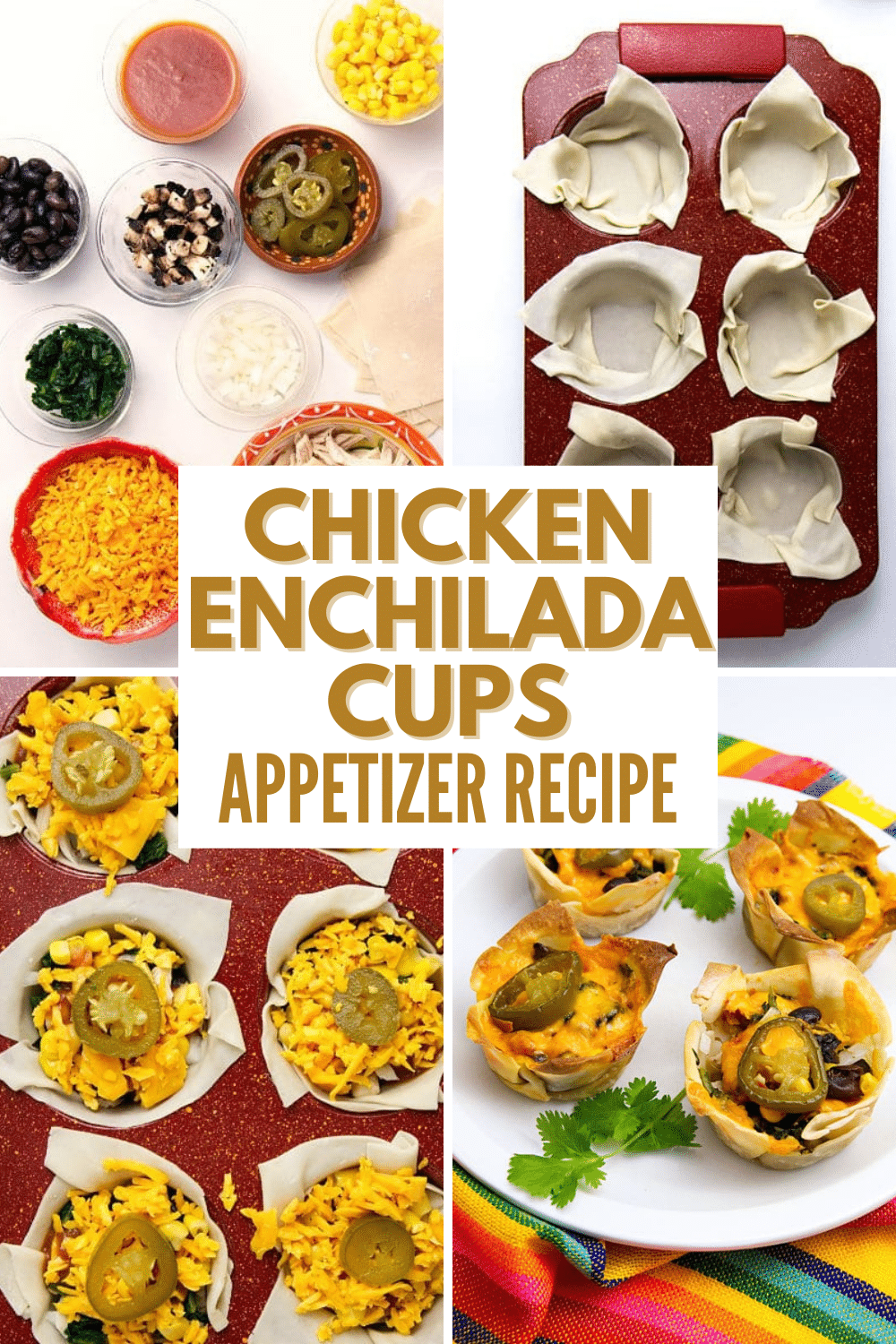 These chicken enchilada cups are so yummy and really easy to make! They work both as a tasty appetizer or kid-friendly dinner since the kids can choose their own ingredients. #appetizers #fingerfoods #Mexicanrecipes via @wondermomwannab