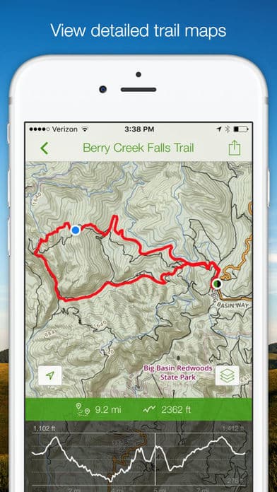 screenshot of All Trails app