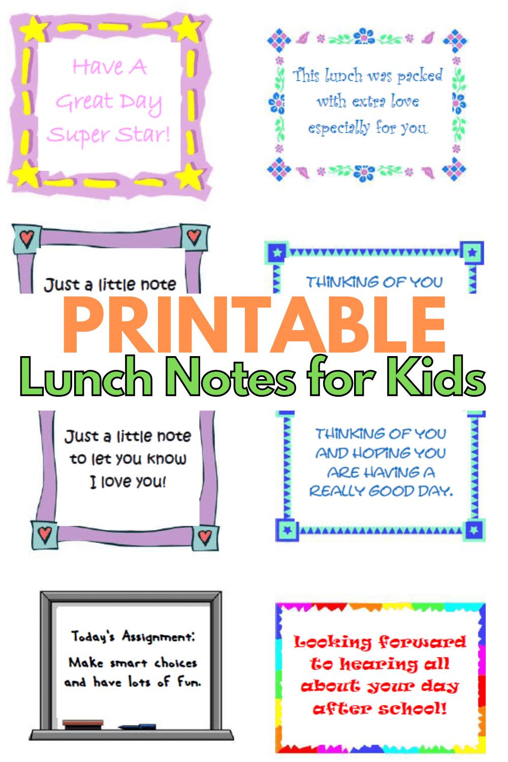 Stay connected to your kids while they're at school by including printable lunch notes in their lunch box to let them know you care. #lunchnotes #forkids #freeprintable via @wondermomwannab