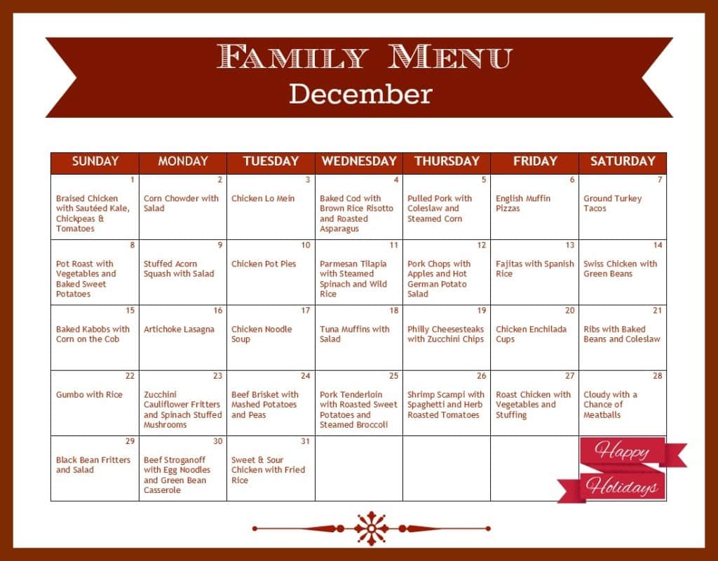 Family Dinner Menu