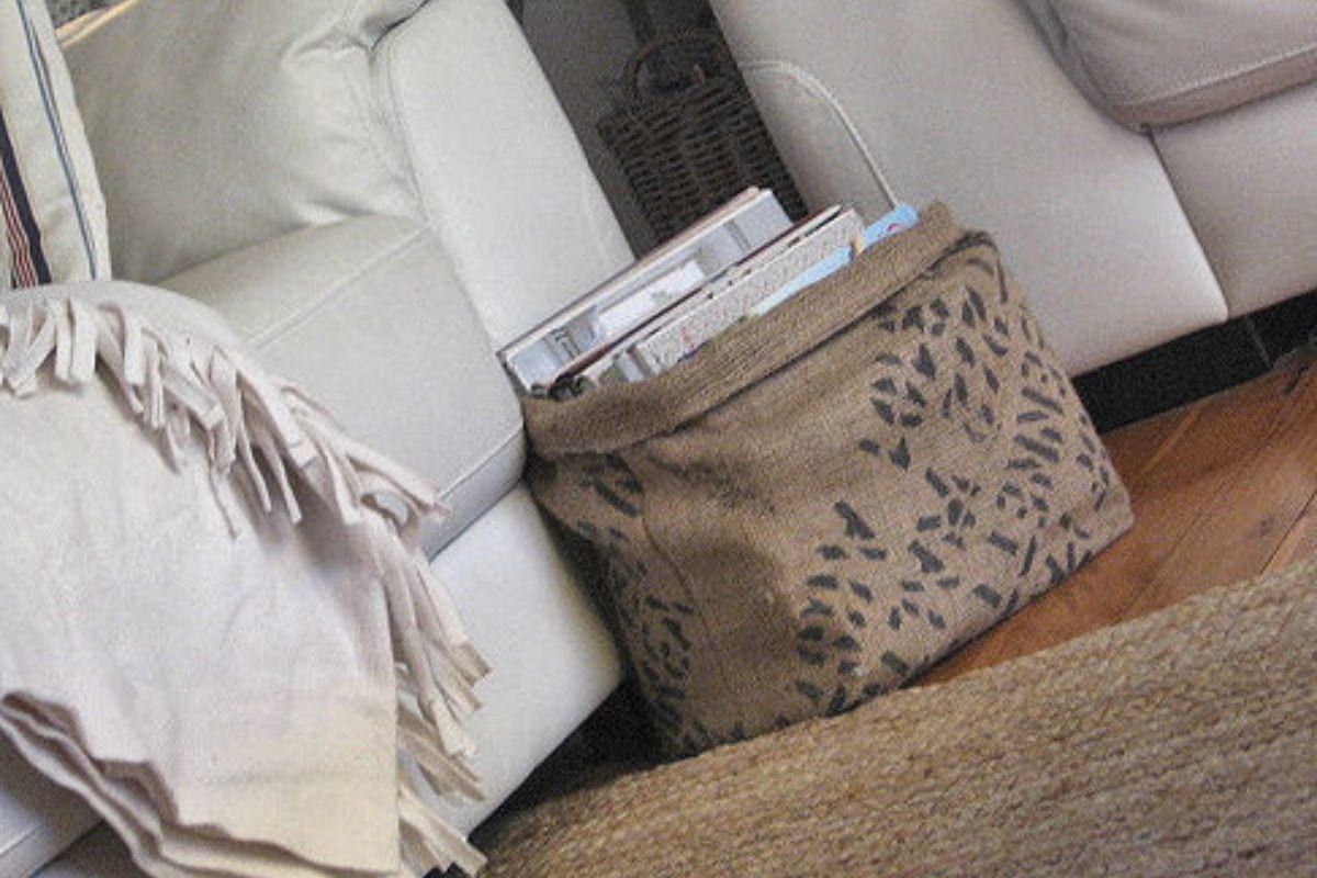 Burlap Bucket Bag.