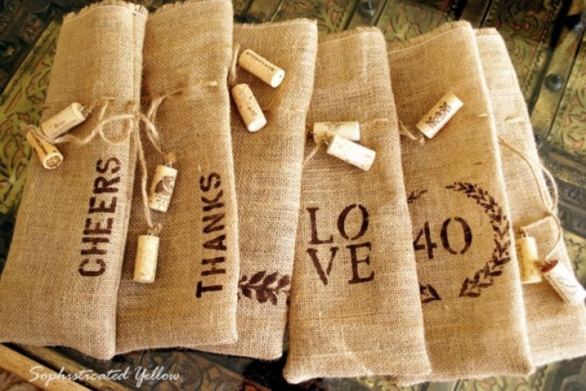 burlap wine bags as a diy burlap project you can make.
