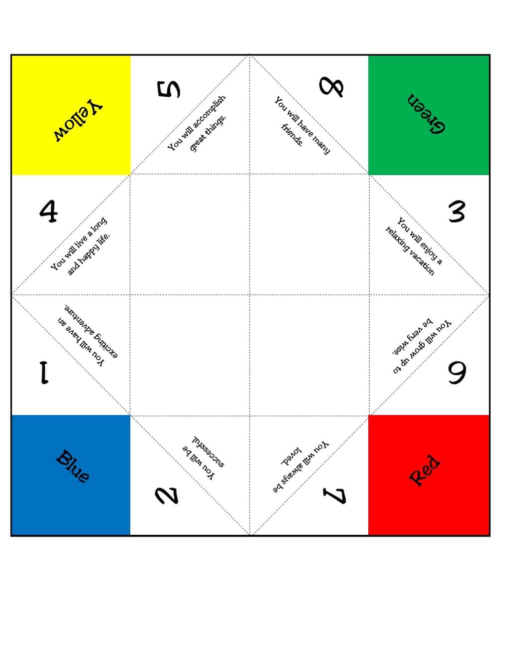 a printable fortune teller game