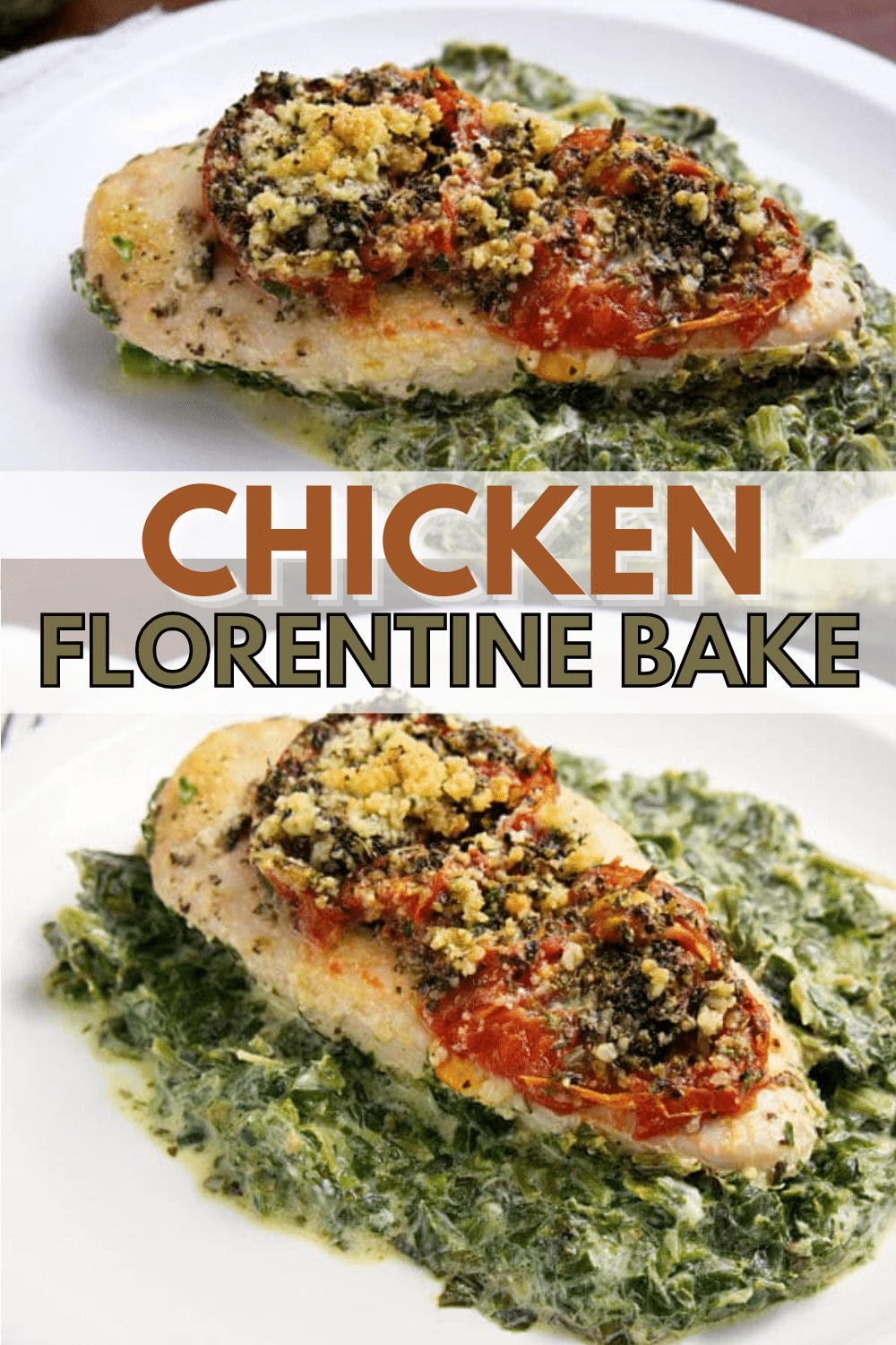 This Chicken Florentine Bake is an easy and flavorful dinner. I cut the fat and calories so this version is equally tasty but healthier. #chicken #chickenflorentinebake #bakedchicken #dinner via @wondermomwannab
