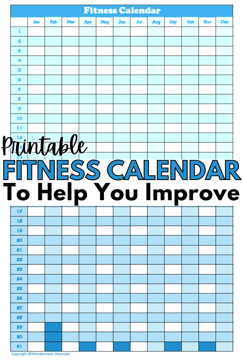 If you have resolved to improve your fitness this year, you don’t have to fall into the category of February quitters. Use this chart to stay on track. #fitness #fitnessmotivation #printable via @wondermomwannab
