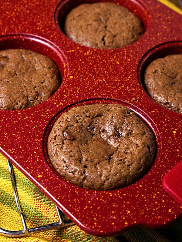 cookies baked in a red muffin tin