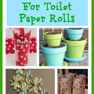Collage of DIYs to do using toilet paper rolls