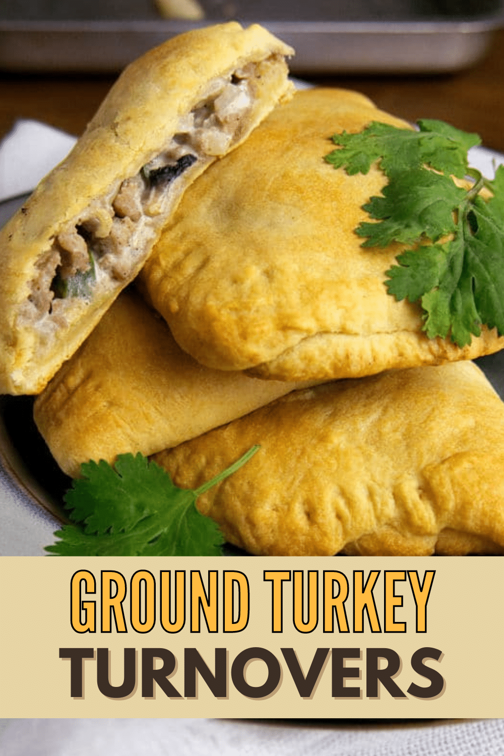 Ground turkey turnovers on a plate.