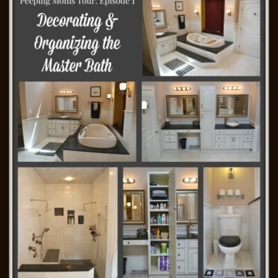 Collage of master bathroom