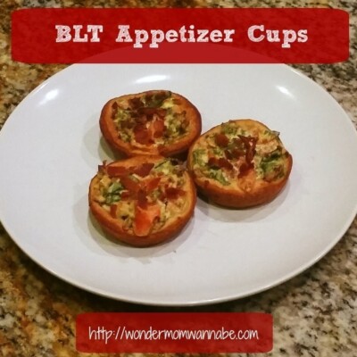 blt appetizer cups on white plate