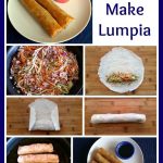 Collage of steps for making lumpia