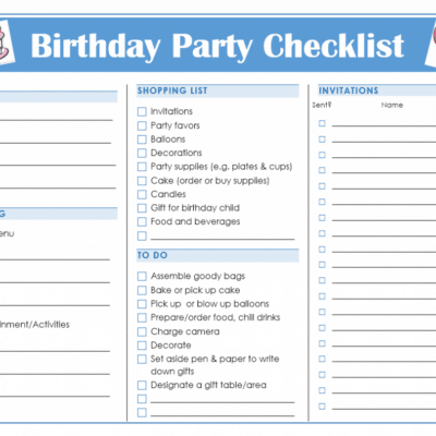 Birthday party checklist