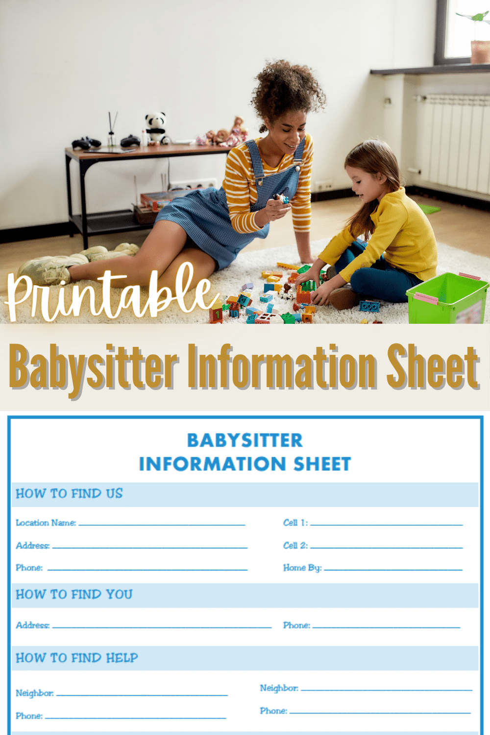 A printable babysitter information form that is easy to fill in so that the sitter has all the information he or she needs while you are gone. #babysitter #freeprintable #babysitterinfo via @wondermomwannab