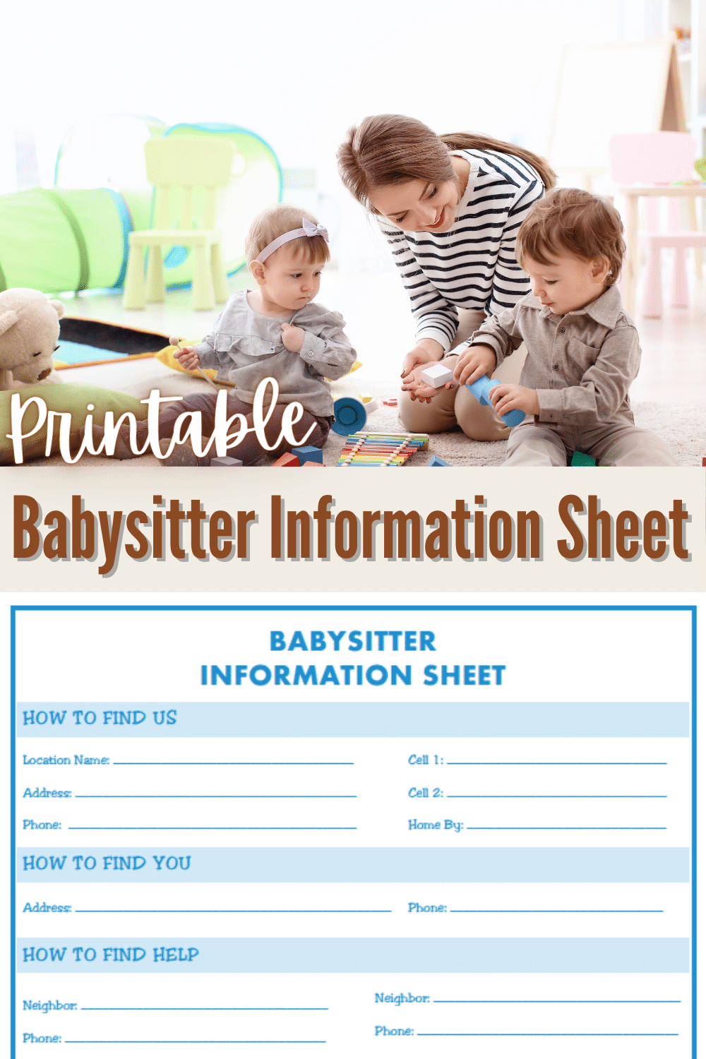 A printable babysitter information form that is easy to fill in so that the sitter has all the information he or she needs while you are gone. #babysitter #freeprintable #babysitterinfo via @wondermomwannab