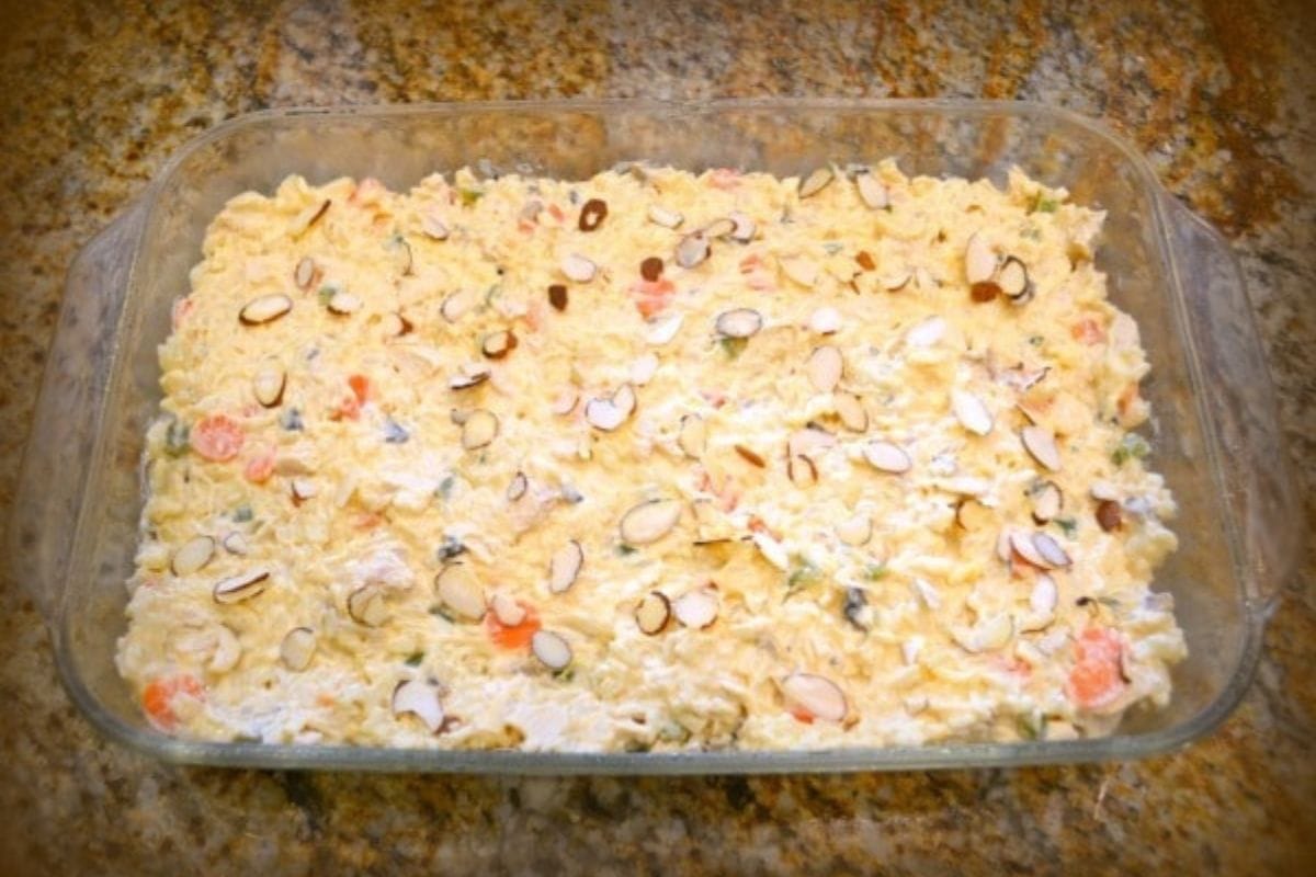 Creamy Garden Chicken Casserole Ready to Bake.