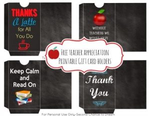 Teacher Appreciation Gift Card Holders