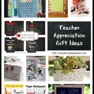 Collage of gift ideas for teachers