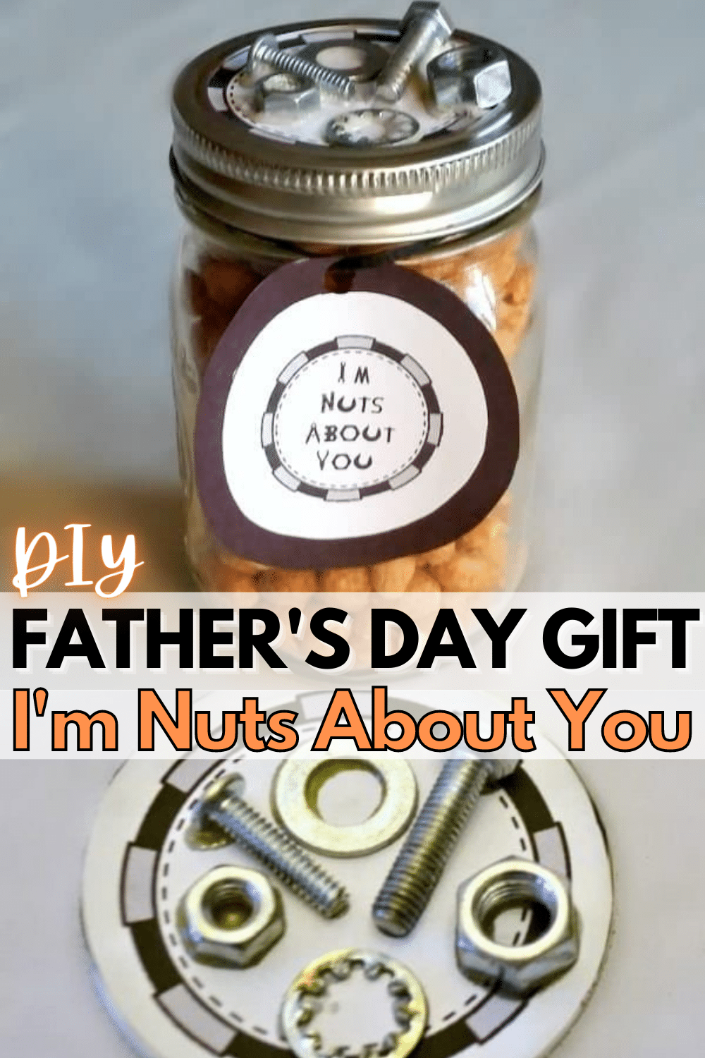 Even if you're not much of a crafter, you can make this easy gift. It's a fun DIY Father's Day gift that tells your husband "I'm Nuts About You!" #diy #fathersday #fathersdaygift via @wondermomwannab