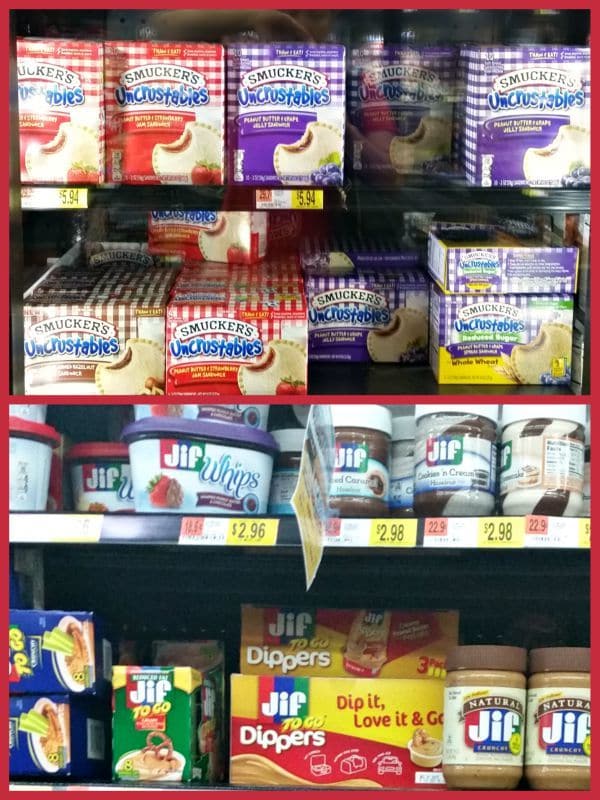 Smuckers Snacks on shelves at the grocery store