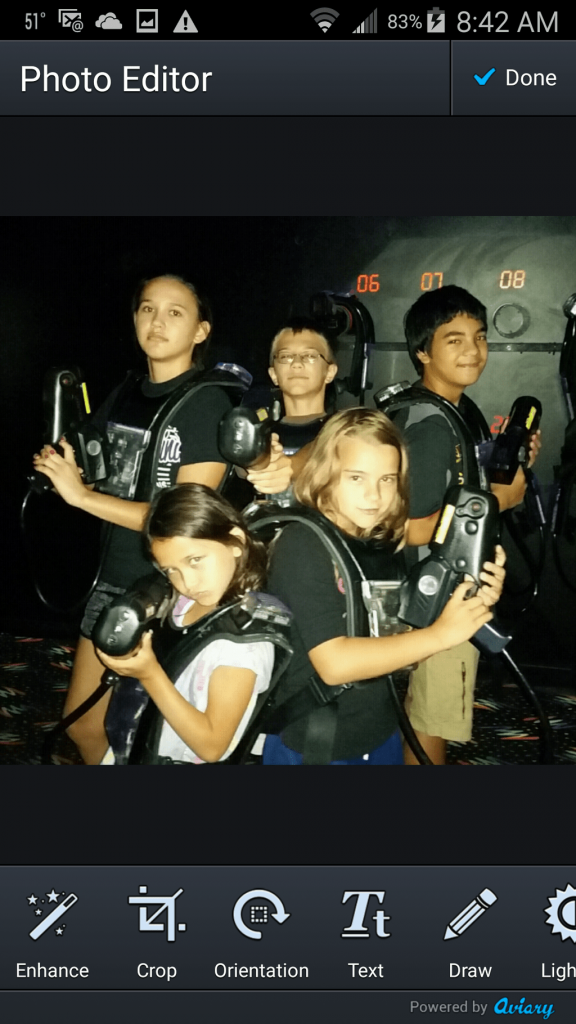 Home screen of kids playing laser tag