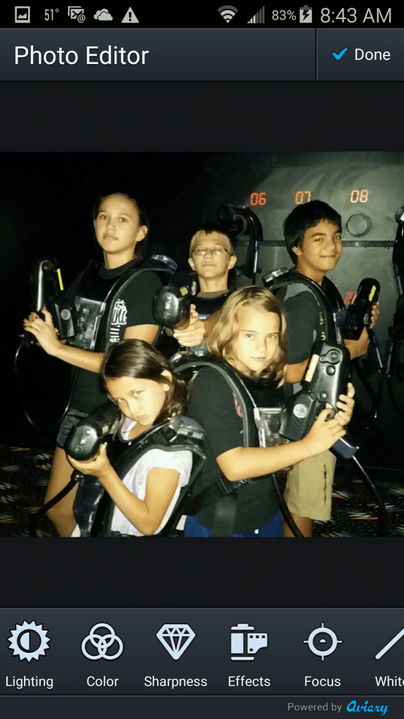 Home screen of kids playing laser tag