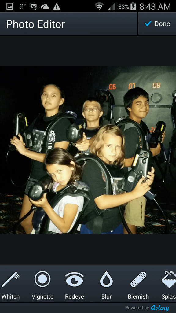 Home screen of kids playing laser tag