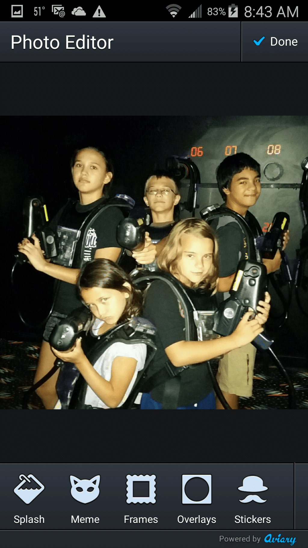 Home screen of kids playing laser tag