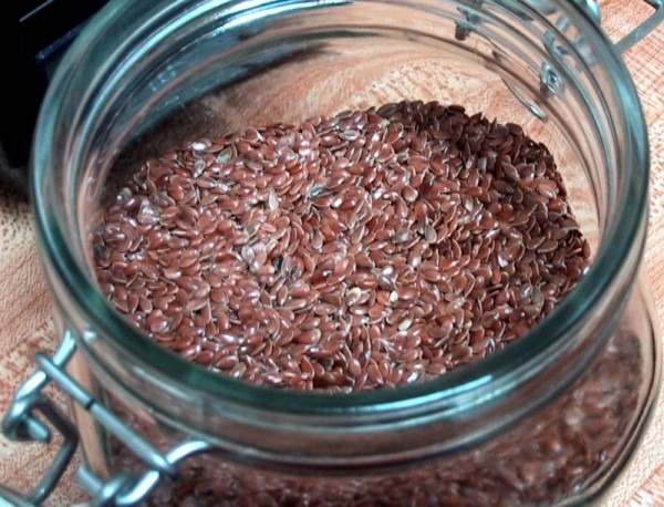 flax seeds in a glass jar