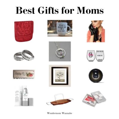 A collage of the best gifts for moms, featuring twelve ideas like accessories, jewelry, drinkware, skincare, home decor, and gadgets—thoughtfully arranged in a grid under the title "Best Gifts for Moms.