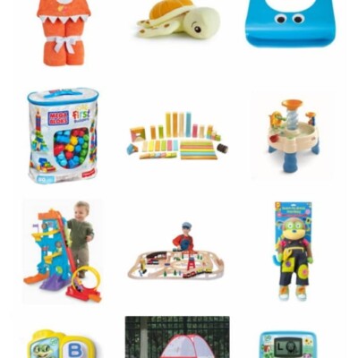 Collage of gift ideas for toddlers