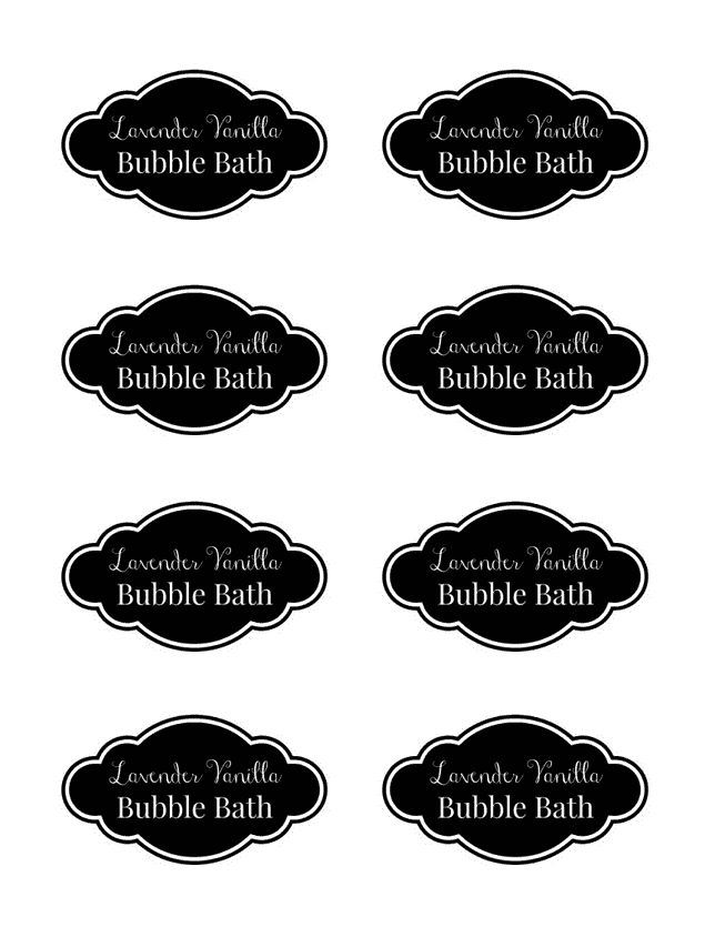 lavender vanilla Bubble Bath Labels