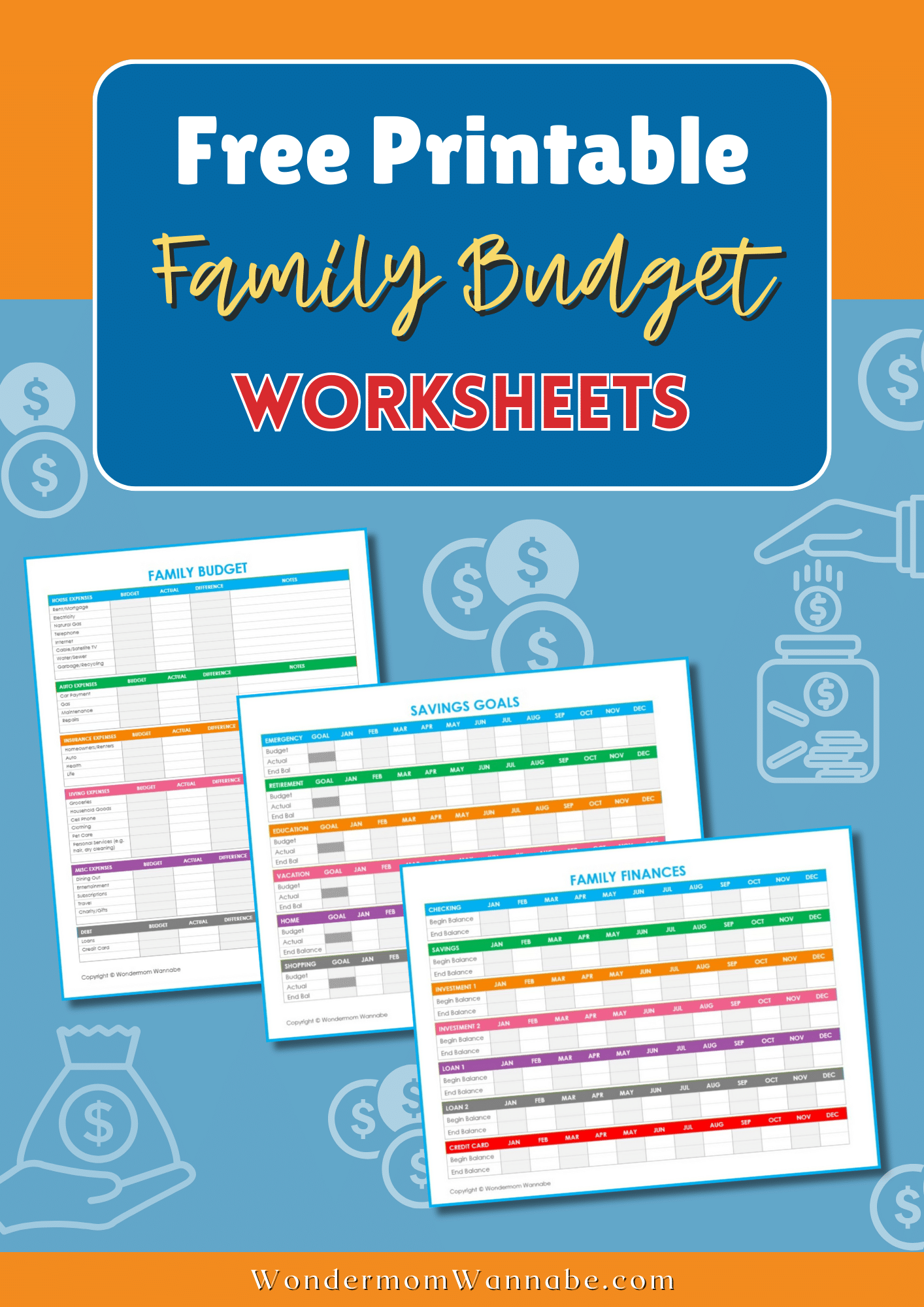 Download our free printable budget worksheets for your family's financial planning needs.