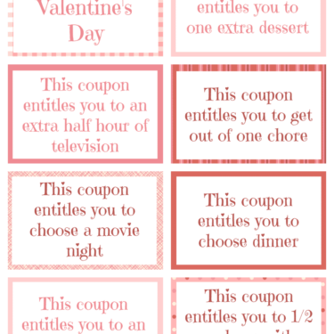Printable Valentine Coupon Book for Kids