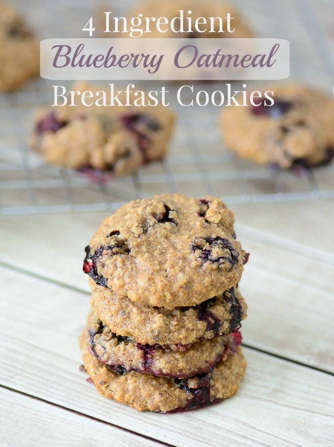 stacks of Blueberry-Oatmeal-Breakfast-Cookies.