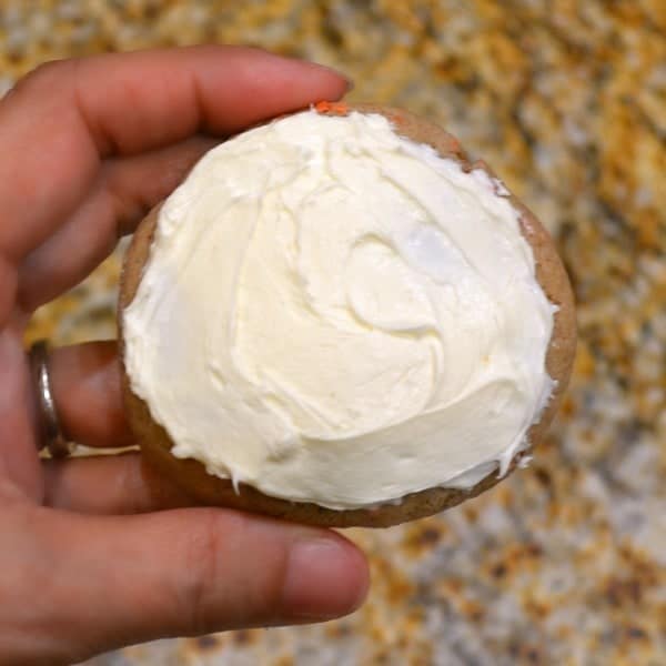 Frost the cookie with cream cheese frosting