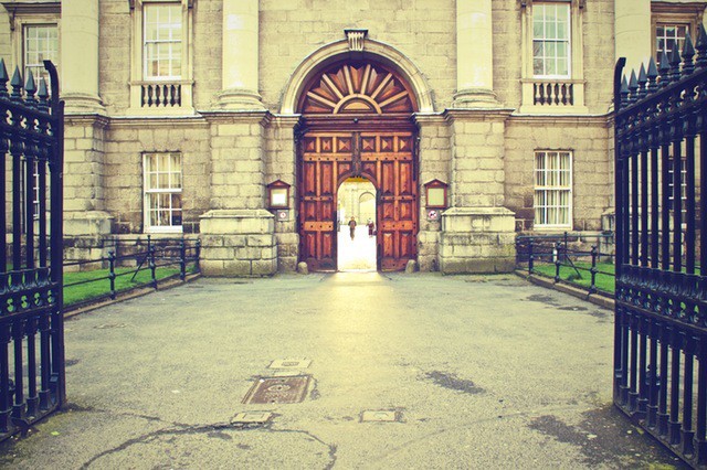 a gateway to the entrance of a building where International Students Can Find Success in Boarding Schools