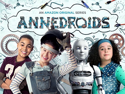 4 characters in front of an Annedroids background