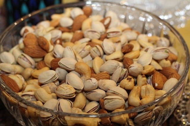 Nuts in a glass bowl