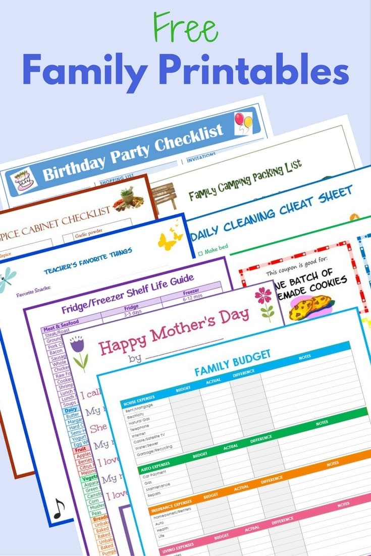 These free family printables make it easy to manage everything from birthday parties to camping trips and everything in between. #printables #freeprintables #familyprintables via @wondermomwannab