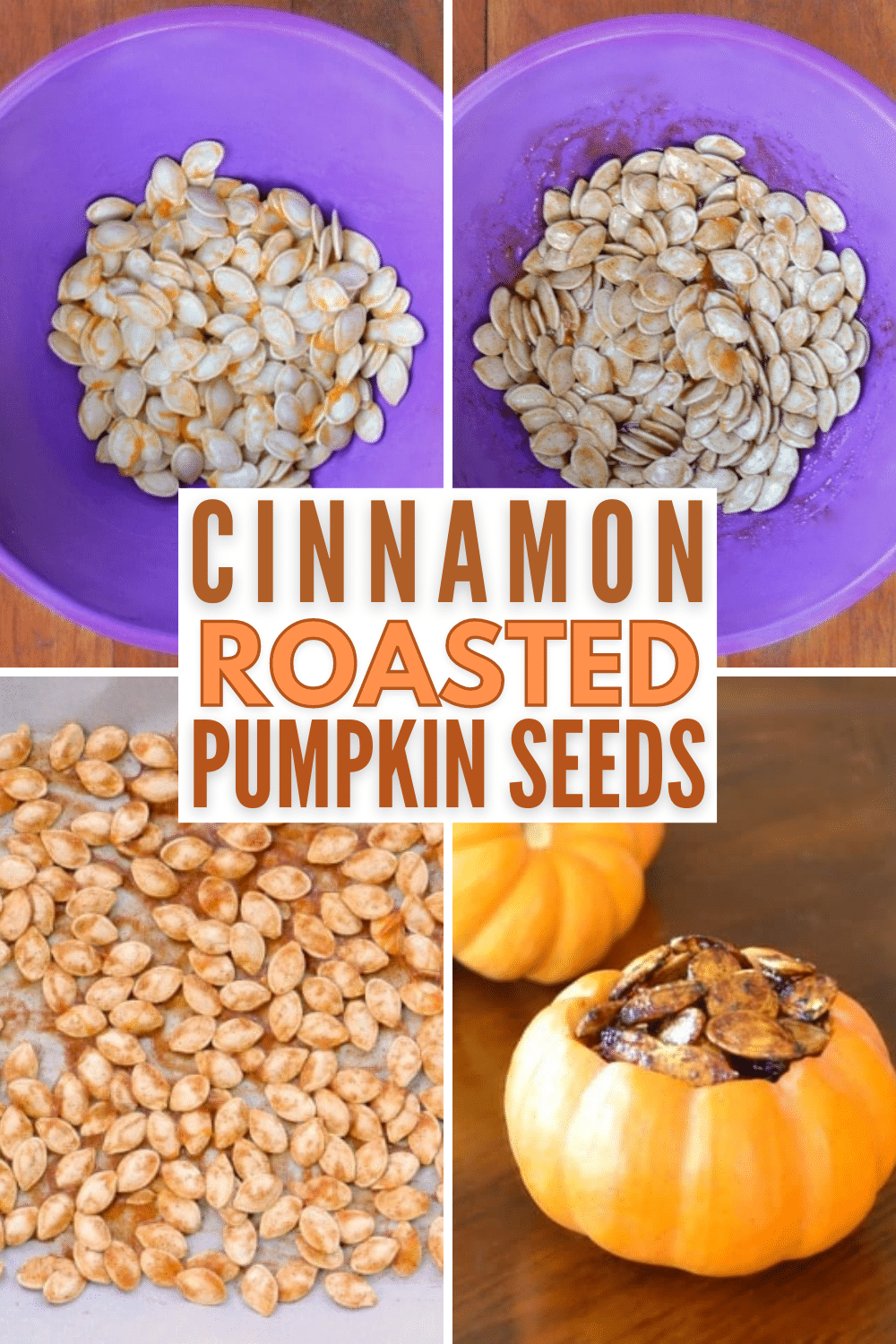 Deliciously spiced with cinnamon, these roasted pumpkin seeds are a delightful snack.