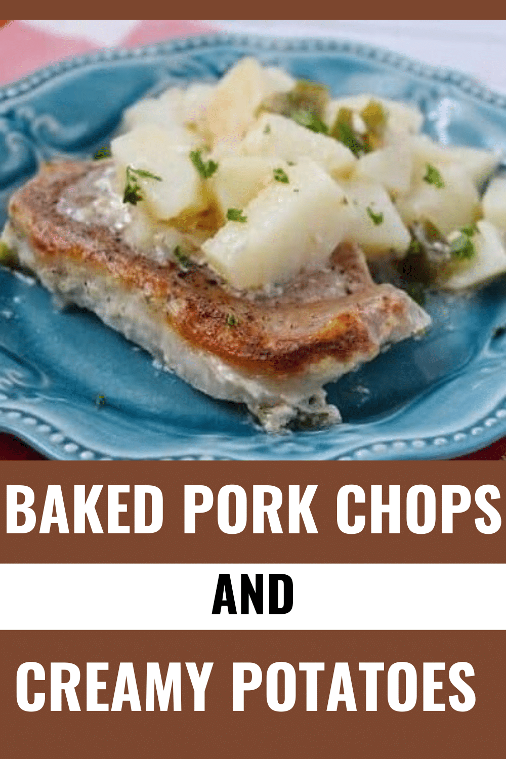 These baked pork chops and creamy potatoes are the perfect dinner for busy weeknights. Easy to make and everyone in the family loves them. #porkchops #potatoes #dinner #easydinner via @wondermomwannab
