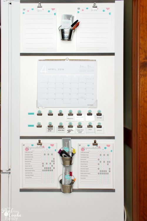 a command center on a wall in a home with checklists, a calendar, and lined paper