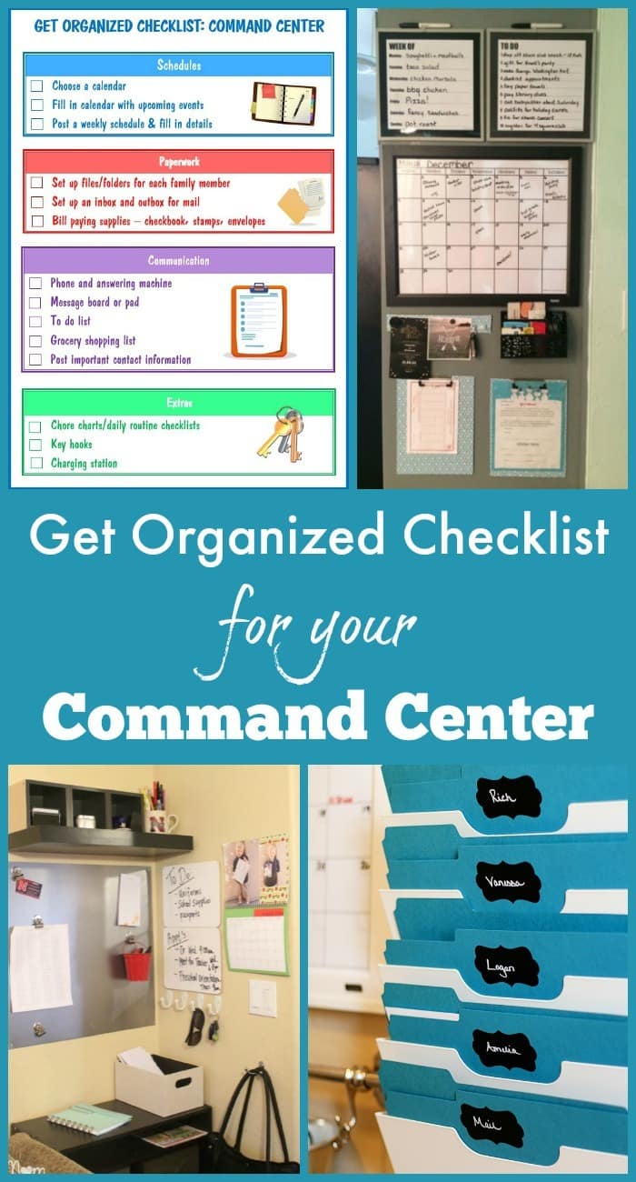 This get organized checklist for your command center is the first in a series of printable lists to help you organize your entire home. #organize #commandcenter #checklist #printable via @wondermomwannab
