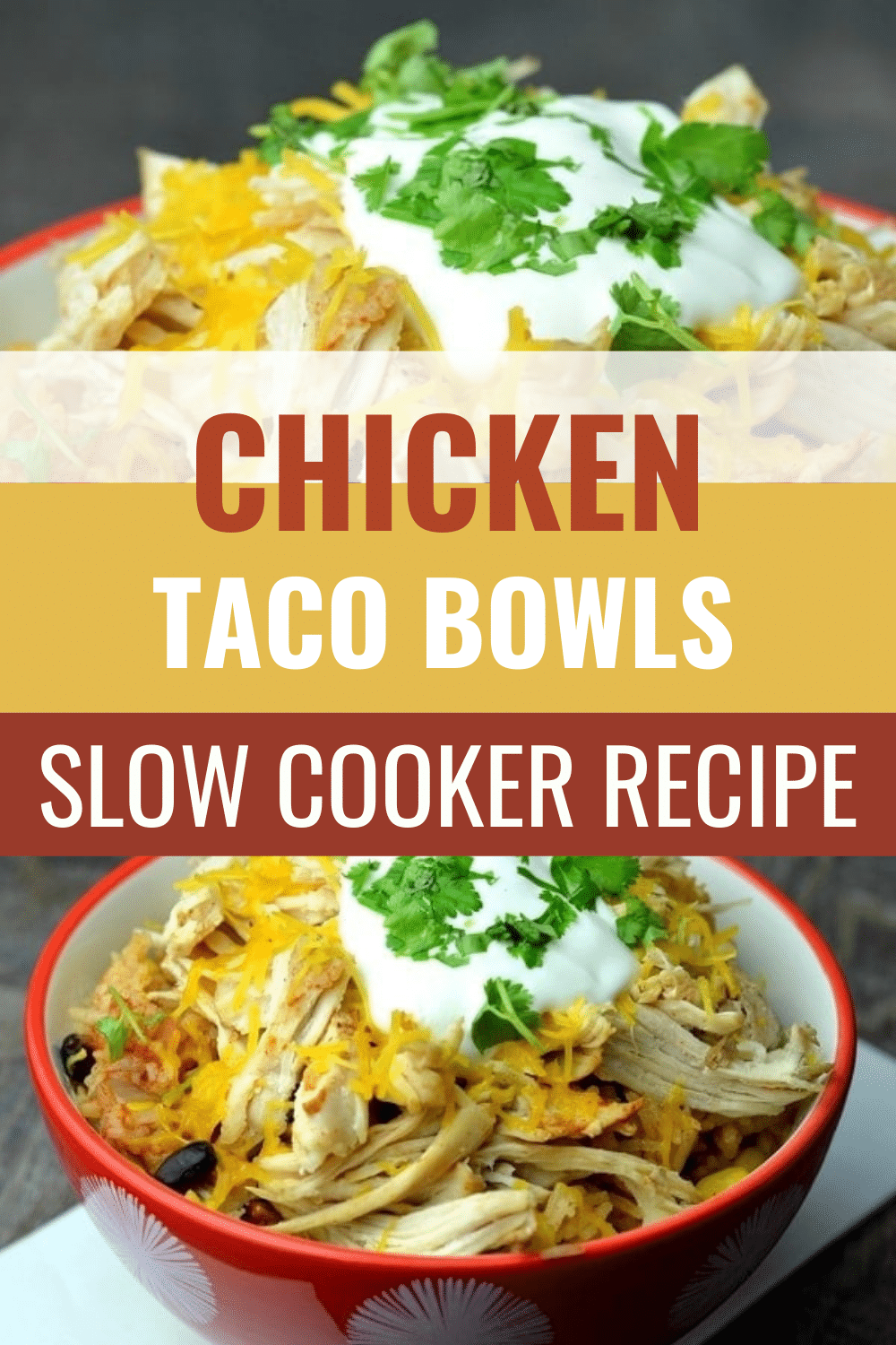 These chicken taco bowls are super easy to make in an Instant Pot or slow cooker. If you love Tex Mex, you probably have all the ingredients on hand! #instantpot #slowcooker #chicken #taco via @wondermomwannab