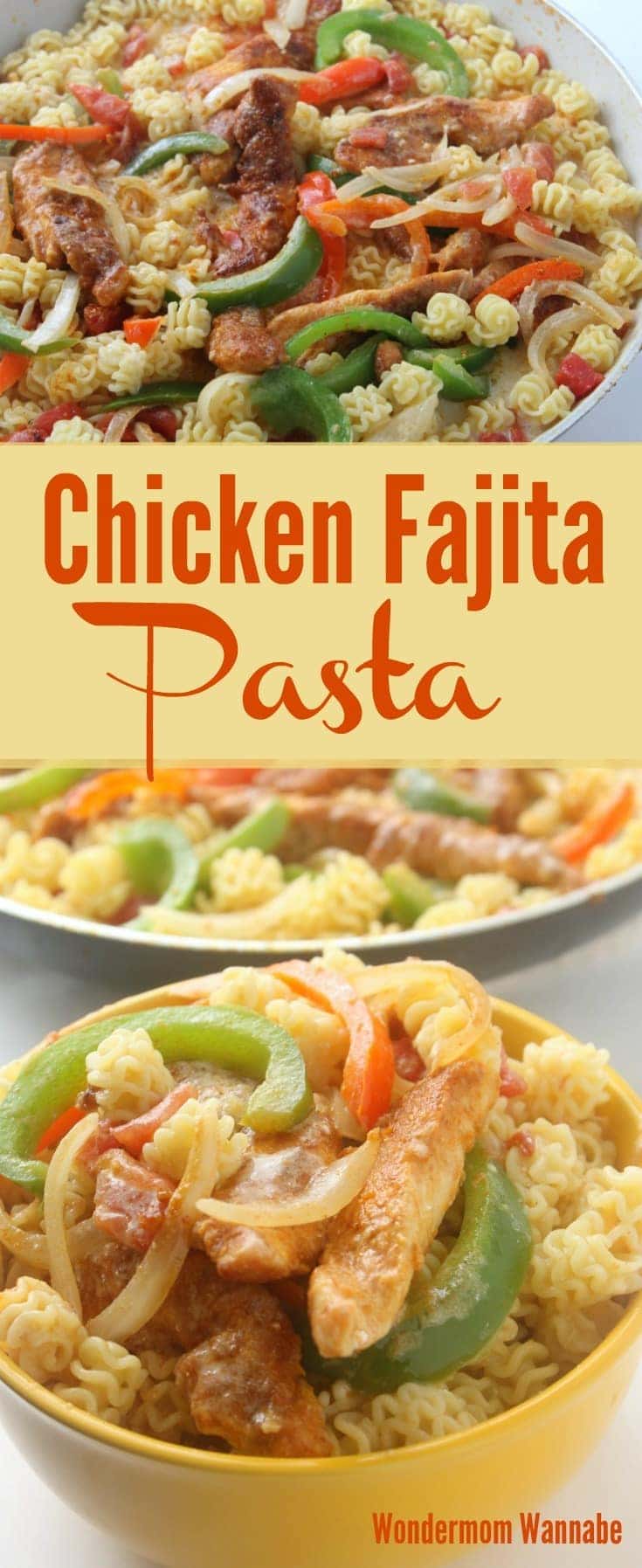 This Chicken Fajita Pasta combines the best of both worlds - delicious Mexican flavor in the convenience of a pasta dish! #chickenfajita #pasta #mexicanfood #dinner via @wondermomwannab