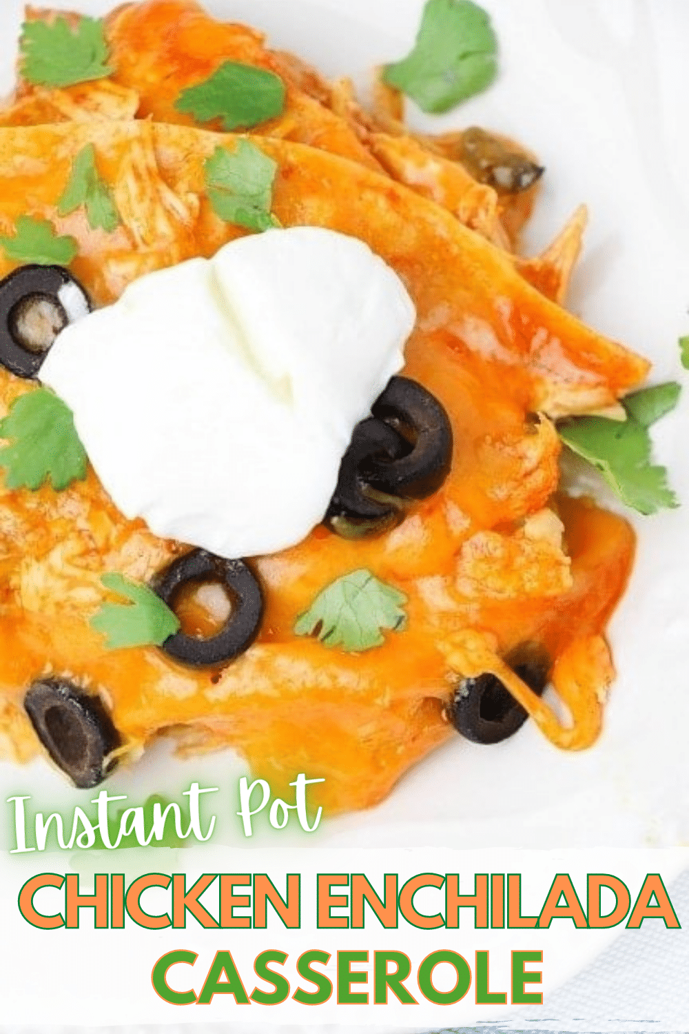 This Instant Pot Chicken Enchilada Casserole is one of the few dinners my whole family eats without complaining. I love that it's so easy and only calls for a few simple ingredients! #instantpot #pressurecooker #chickenenchilada #casserole via @wondermomwannab