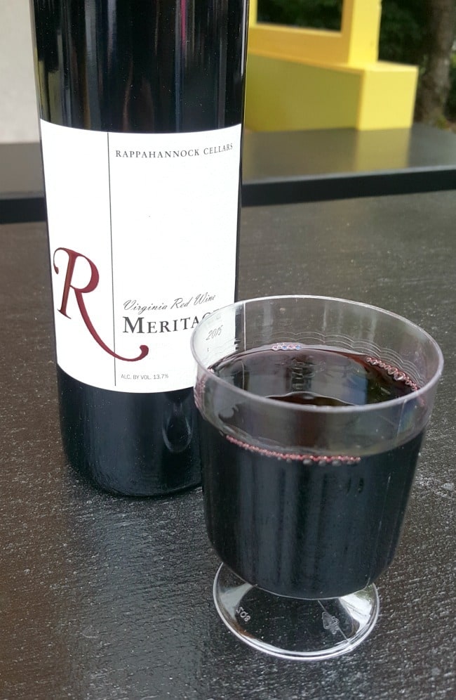 a glass of the Rappahannock Cellars Meritage wine