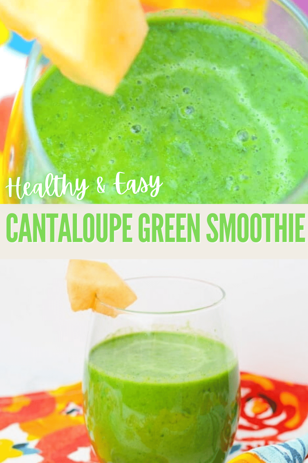 This Cantaloupe Green Smoothie is as delicious as it is nutritious and easy to make. All you need are four simple ingredients and a few minutes to make it. #smoothie #smoothierecipe #cantaloupe #greensmoothie via @wondermomwannab